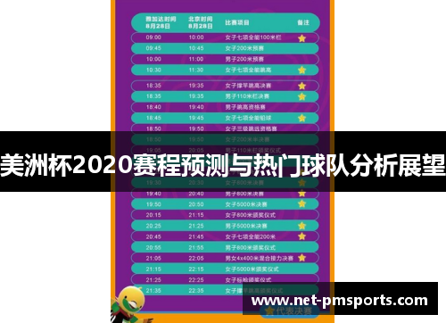 美洲杯2020赛程预测与热门球队分析展望